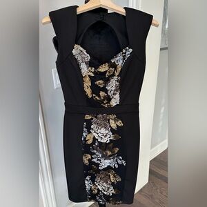 ✨EUC✨ Little Mistress London Bodycon Black with gold and silver sequins Size 4